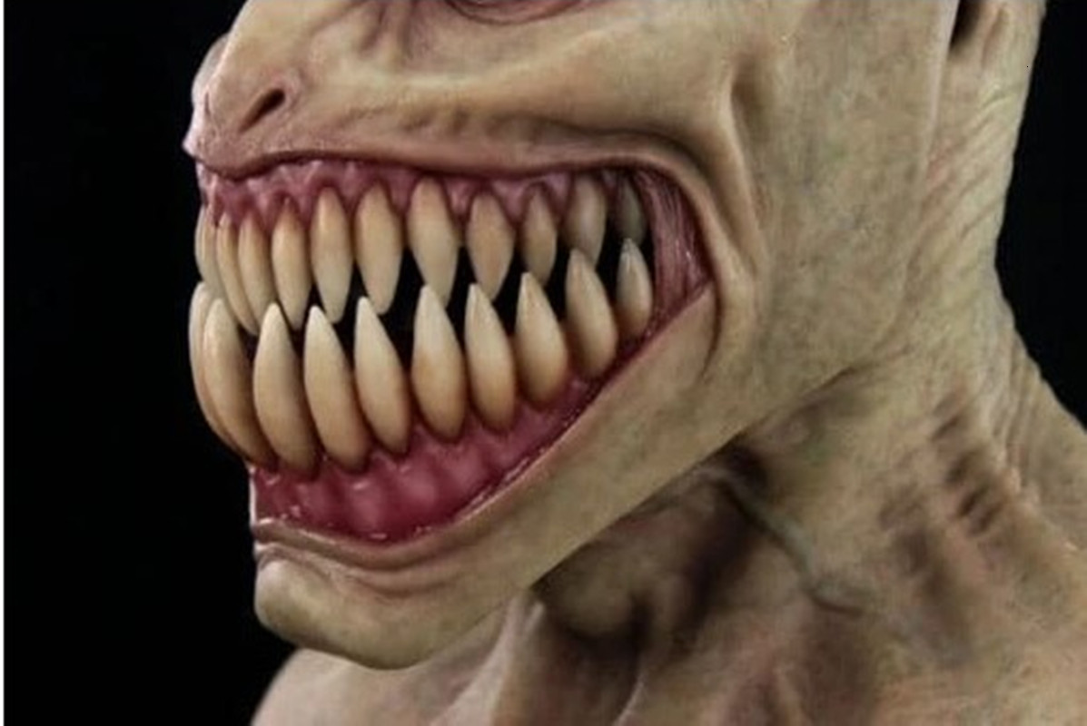 Horror Sharp Teeth Masks Big Mouth Teeth Chompers Cosplay Creepy Monster Latex Mask Halloween Monster Masque Scary Costume Props