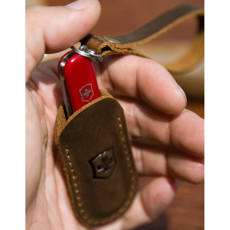 Outdoor Gadgets Hand-stitched Cowhide Leather Sleeve Knife Case Holster for Swiss Army Knife 58/84/91/111mm Password Wigo Slow Production 230905