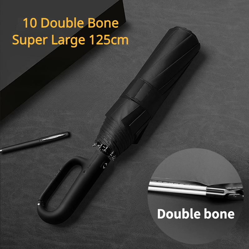 Umbrellas Reinforce Ring Clasp Fully Automatic Umbrella Men Women 10 Double Bone Large Folding Windproof Strong Waterproof Sturdy 230905