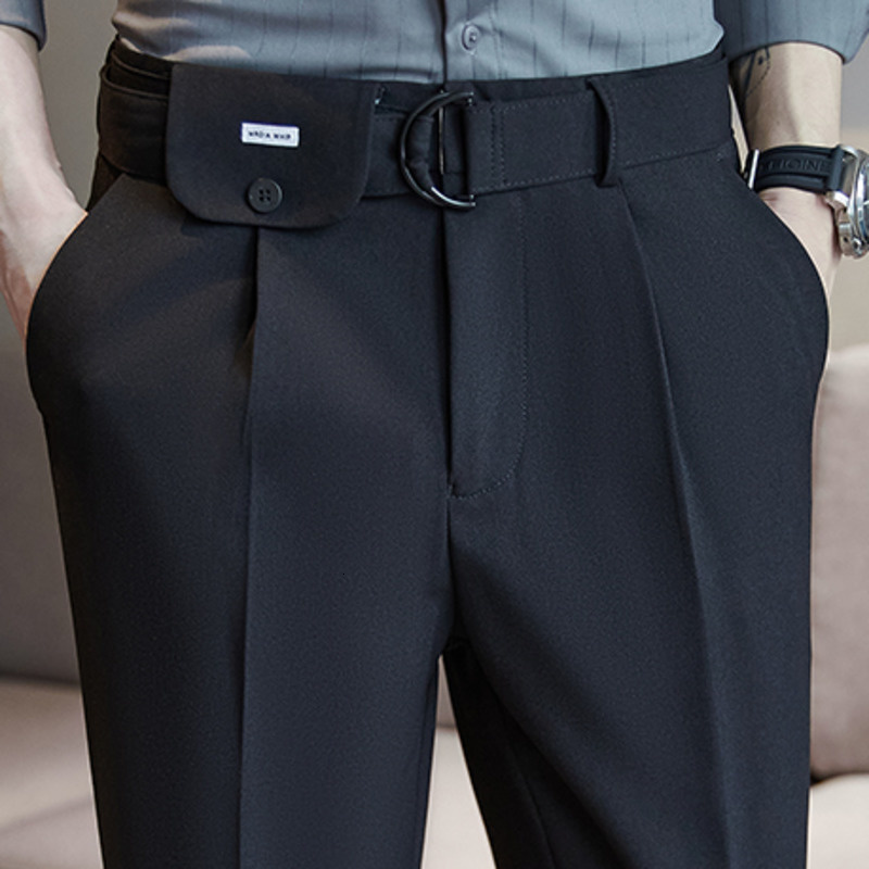 Mens Pants Italian Formal Pant alones Hombre Dress Ankle s British High Waist Straight Social Trousers 230904