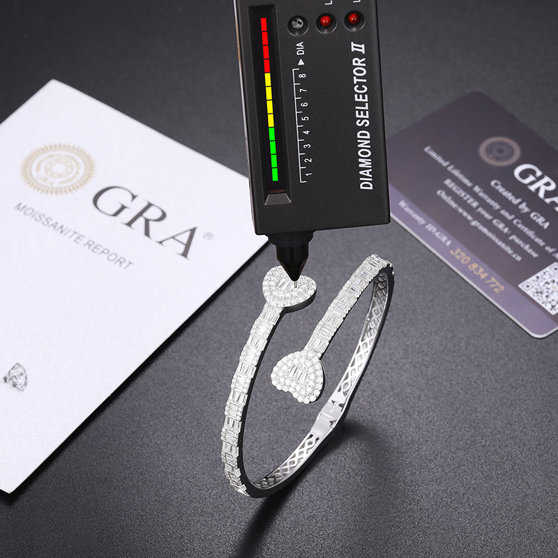 Bangle Gelang manset mewah hati sederhana 925 perak untuk wanita perhiasan Hip Hop 230904