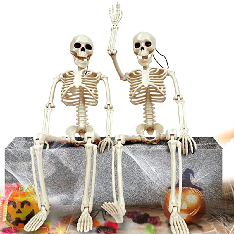 Finger Toys 40cm Novelty Action Figure Skulls Kids Adults Prank Toys Horror Moveable Joint Skeleton Halloween Party Scary Hanging Decoration