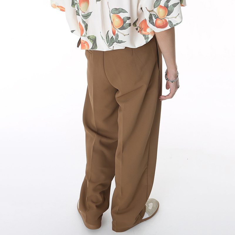 Mens Pants SYUHGFA Solid Color Casual Suit Trendy Summer Thin Simple Loose Pleated Wide Leg Straight Trousers Korean Fashion 230904