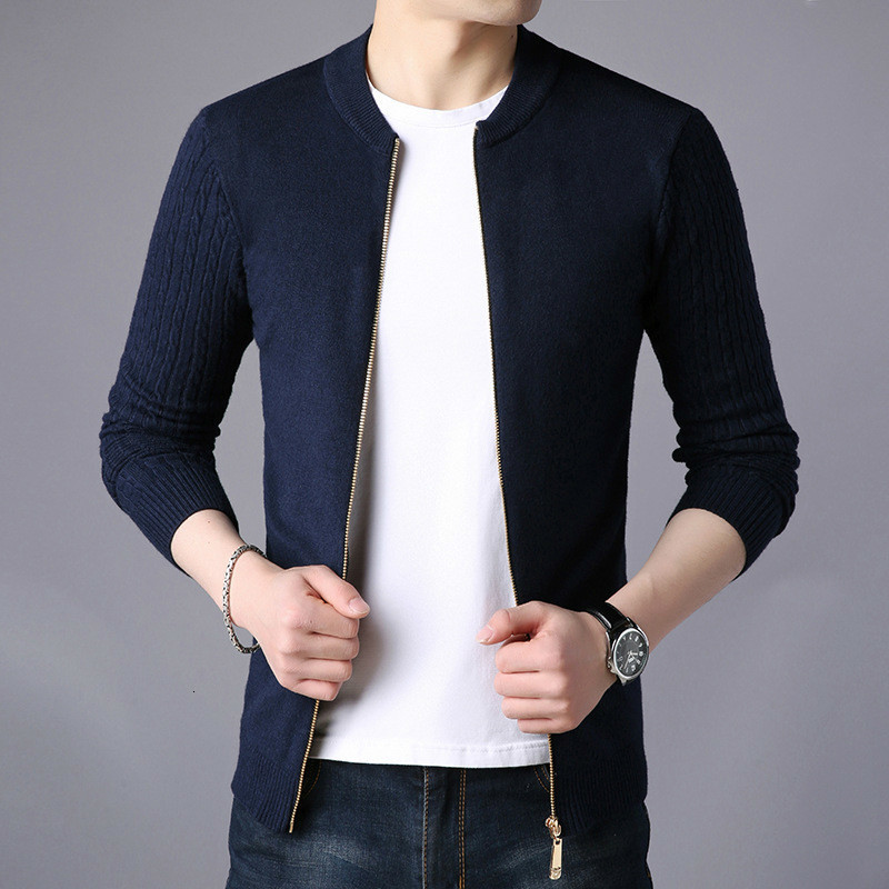 Mens Sweaters Spring Sweater Cardigan Solid Long Sleeve Knitted Coat Full Zipper Casual Wool Slim Male Autumn Clothing 230904