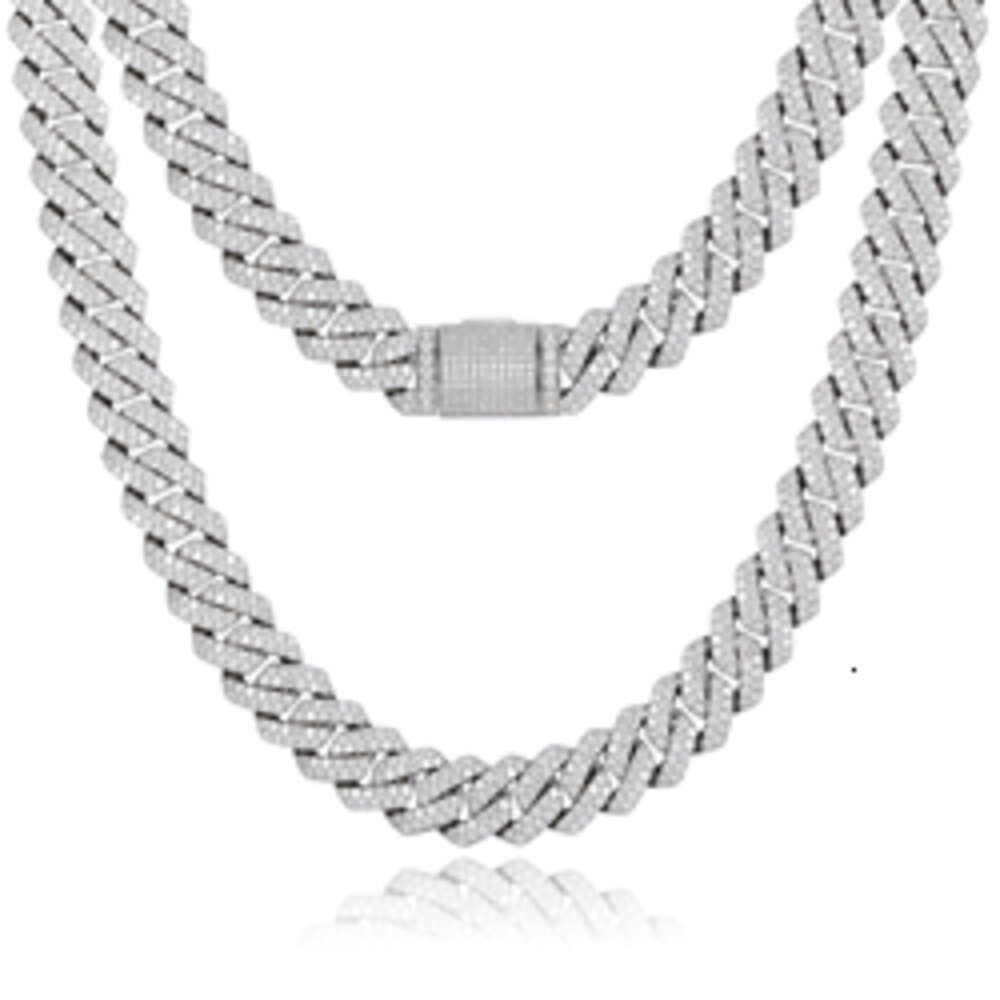 Hip Hop Jewelry 14mm Solid 14k Real Yellow Gold Vvs Moissanite Dia Iced Out Cuban Link Chain Necklace for Men