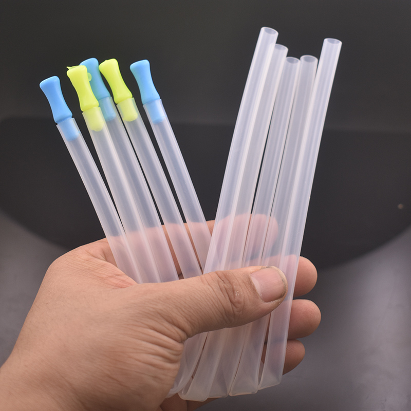 6*8mm L:15CM Silicone Straw hose Smoking Accessories with colorful mouth tip for 10mm female Led glass oil bong