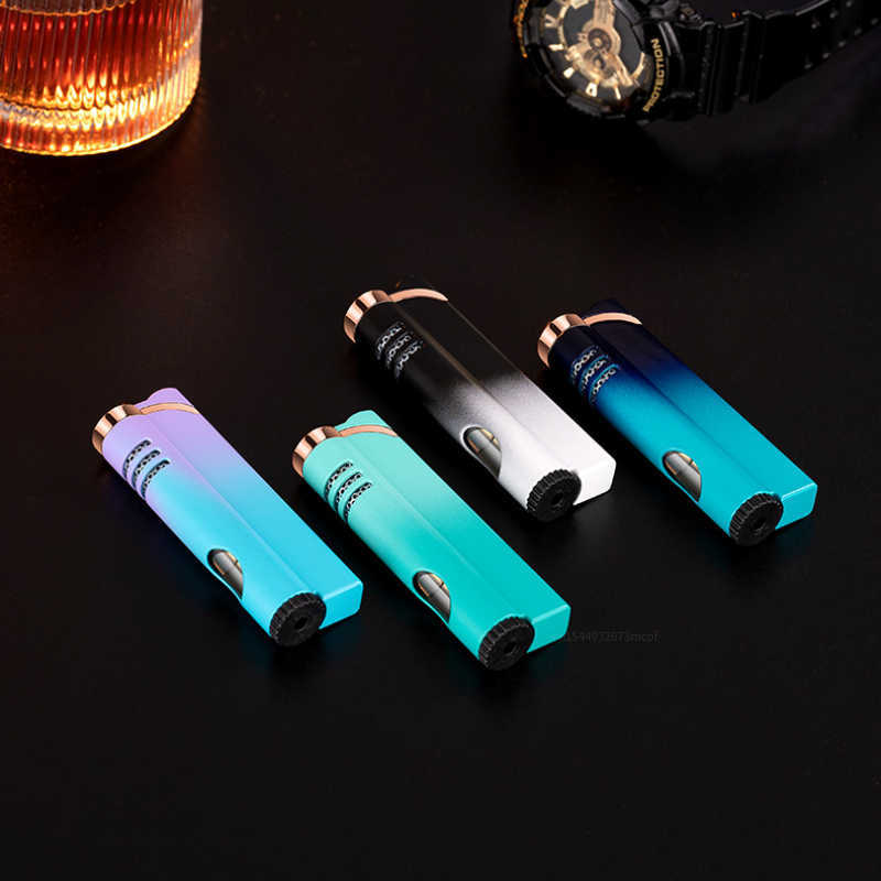 Windproof Torch No Gas Lighter Powerful Tube Straight Blue Fire Turbo Pipe Butane Refillable Jet Flame Creative Smoker Gift 41FG W260202