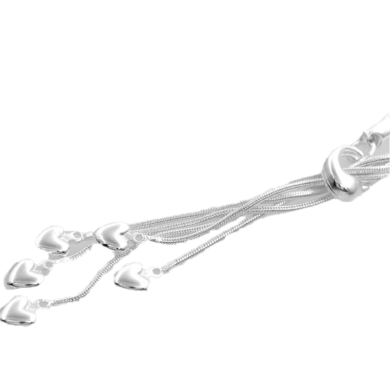 Wholesale-Fashion Charm 925 sterling Silver Muti Line Bracelets Chain Hearts Braclets For Women Jewelry Pulseras de Plata 925 H067