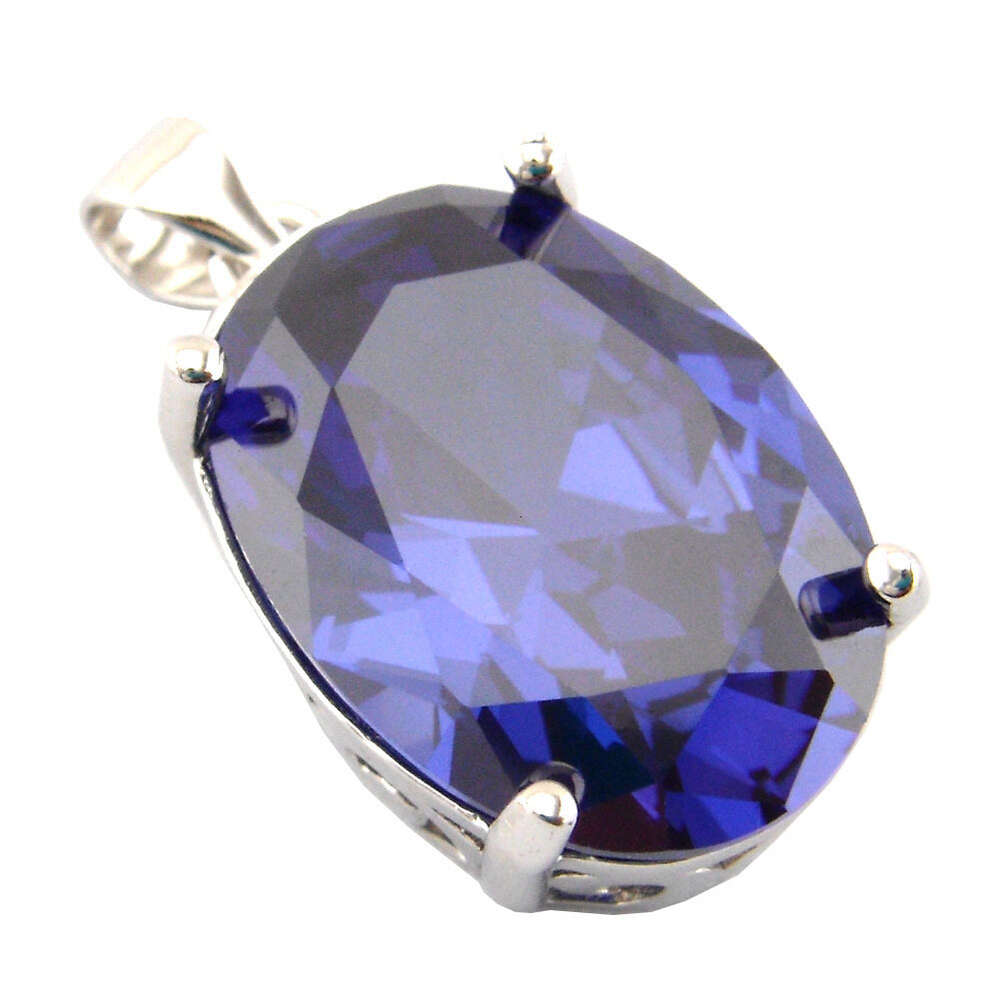 Silver Jewelry Pendant Blue Tanzanite Pendant Classic Women Necklace