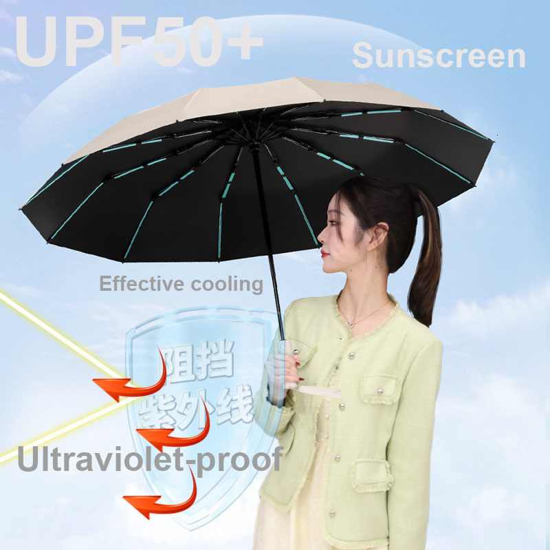 Umbrellas 12 Ribs60 Bone Reinforced Strong Windproof Automatic Umbrella Waterproof Sunproof AntiUV Folding Men Women Parasol M260302