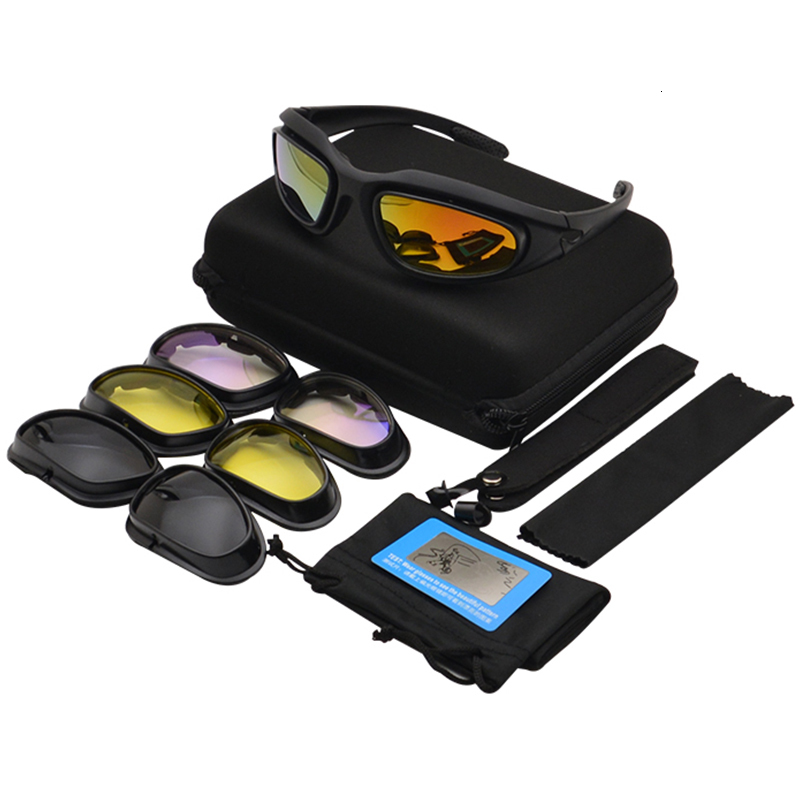 Tactical Sunglasses 4 Lens Tactical Goggles Outdoor Polarized Climbing Cycling Fishing Sports Glasses Windproof Dustproof Safety Protective Eyewear 23