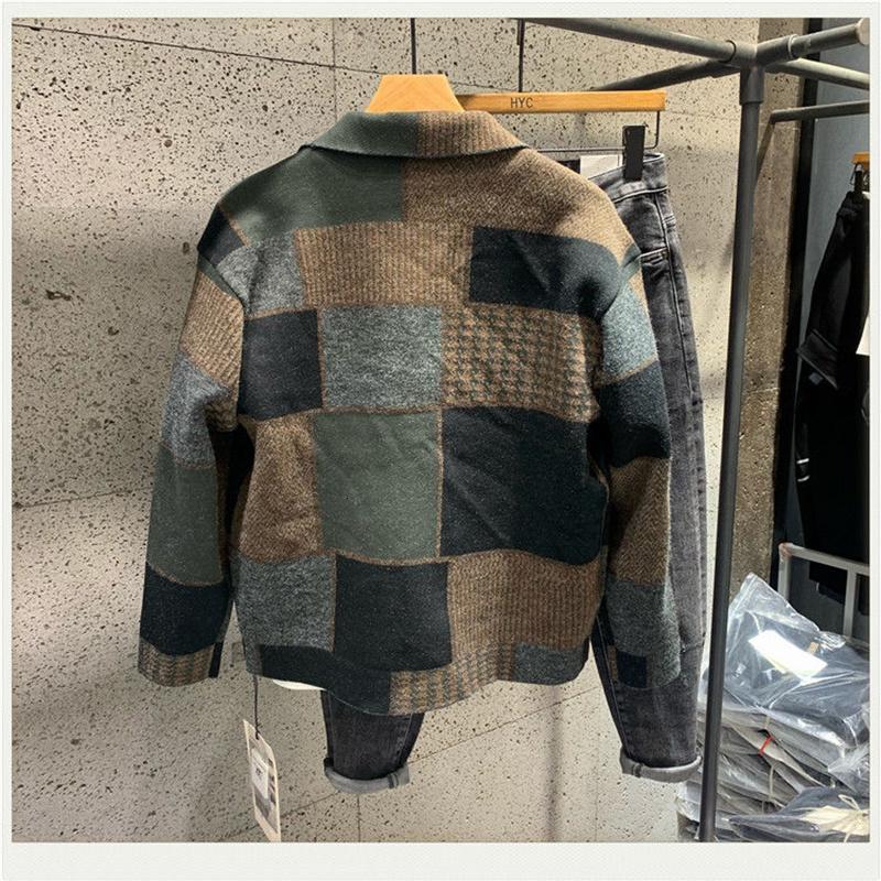Mens Jackets Clothing Autumn Winter Korean Fashion Casual Lapel Hoodless For men Slim Plaid Male Coat Streetwear 230904