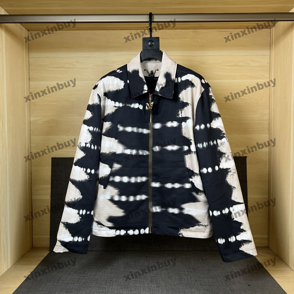 xinxinbuy Men designer Coat Jacket tie dye Letter emboss gradient print sets long sleeves women gray Black khaki M-2XL