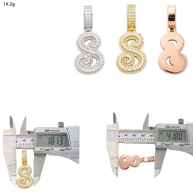 A-Z Customized Name Pendant S Sier Moissanite Dia Letter Necklace For Men And Women With 3mm 24inch Steel Rope Chain