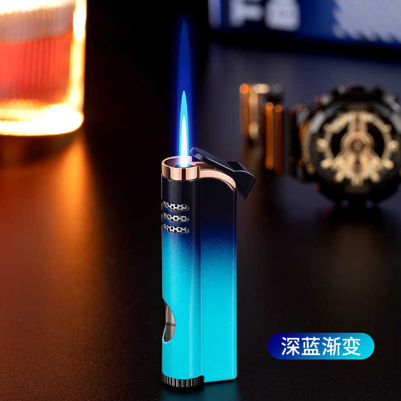 Windproof Torch No Gas Lighter Powerful Tube Straight Blue Fire Turbo Pipe Butane Refillable Jet Flame Creative Smoker Gift 41FG W260202