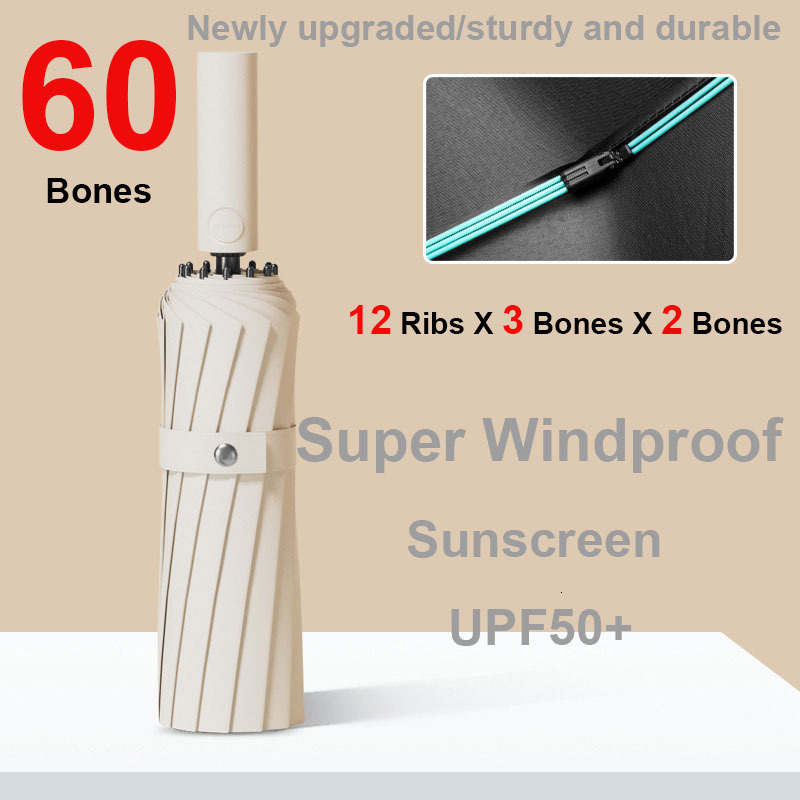 Umbrellas 12 Ribs60 Bone Reinforced Strong Windproof Automatic Umbrella Waterproof Sunproof AntiUV Folding Men Women Parasol M260302