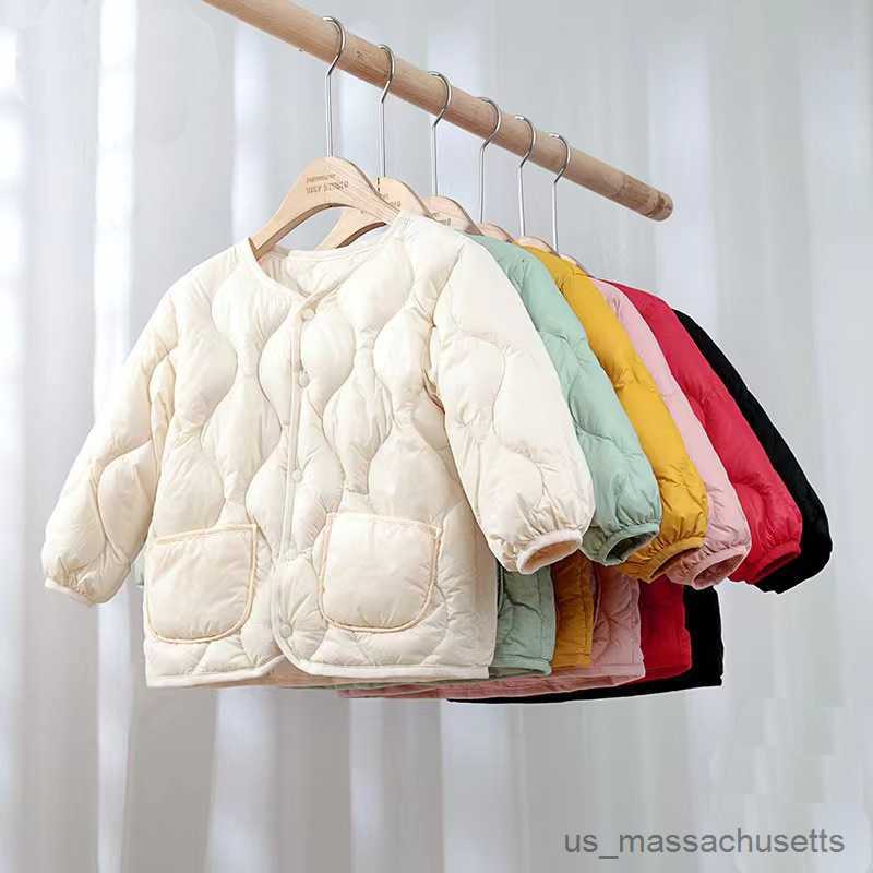 Down Coat Children Down Coats 2023 New Autumn Baby Boys Ultra Light Jackets Child Girls Collarless Fluffy Toddler Winter Coat R230905