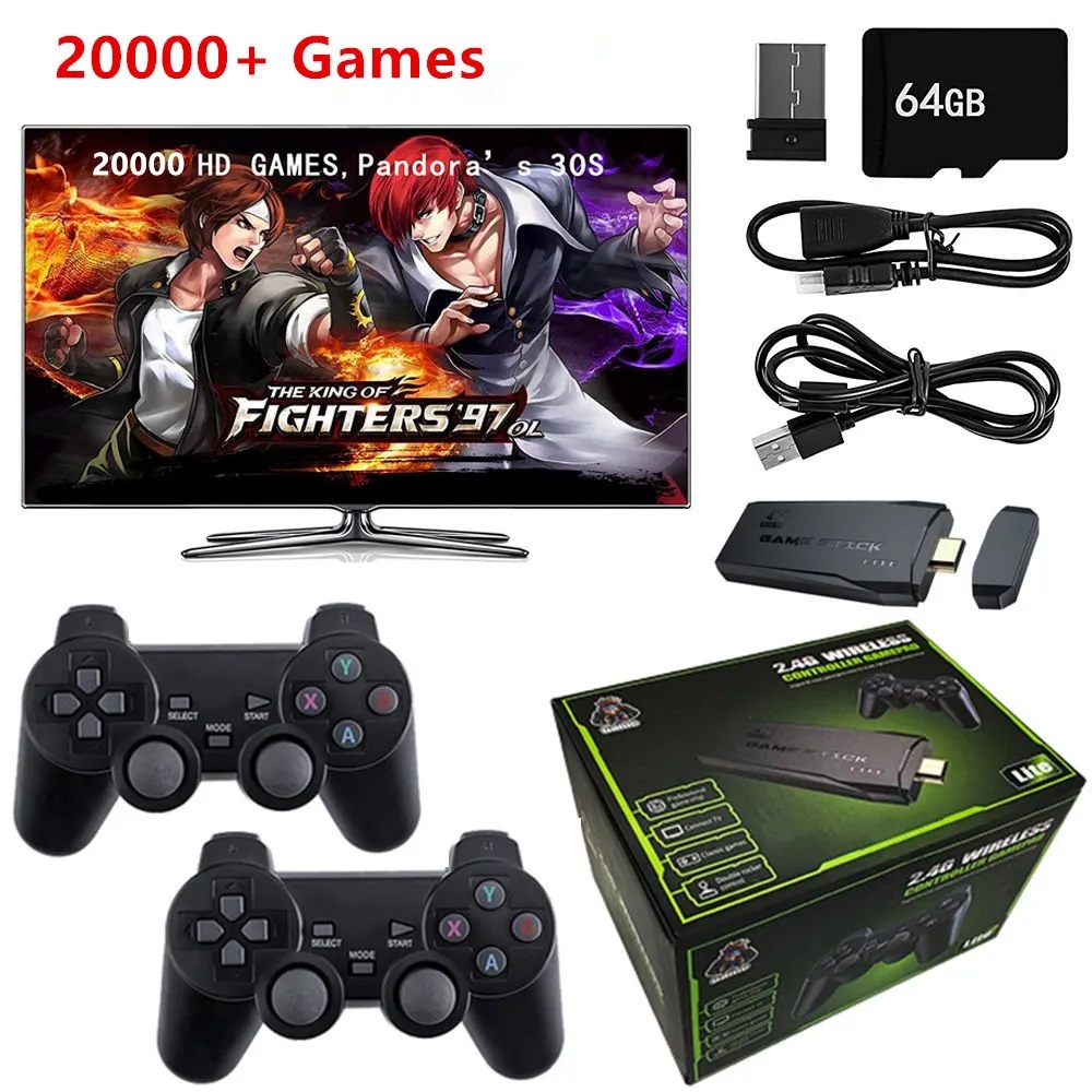 M8 Video Game Console 2.4G Double Wireless Controller Game Stick 4K 20000 games 64GB Retro games For PS1/GBA Dropshipping
