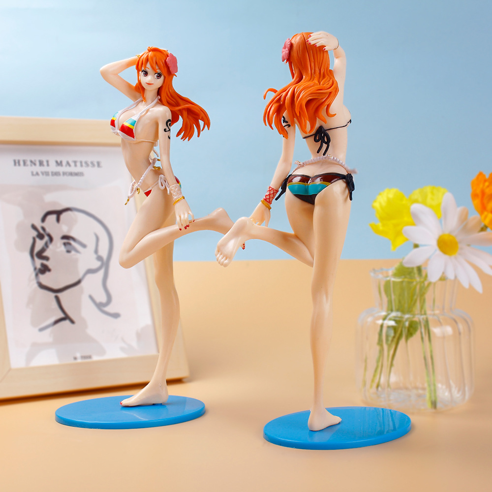Finger Toys 24cm Anime One Piece Japan Game Statue Nami Sexy Swimsuit Girl PVC Action Figure Cute Model Toy Adult Collectible Doll Gifts