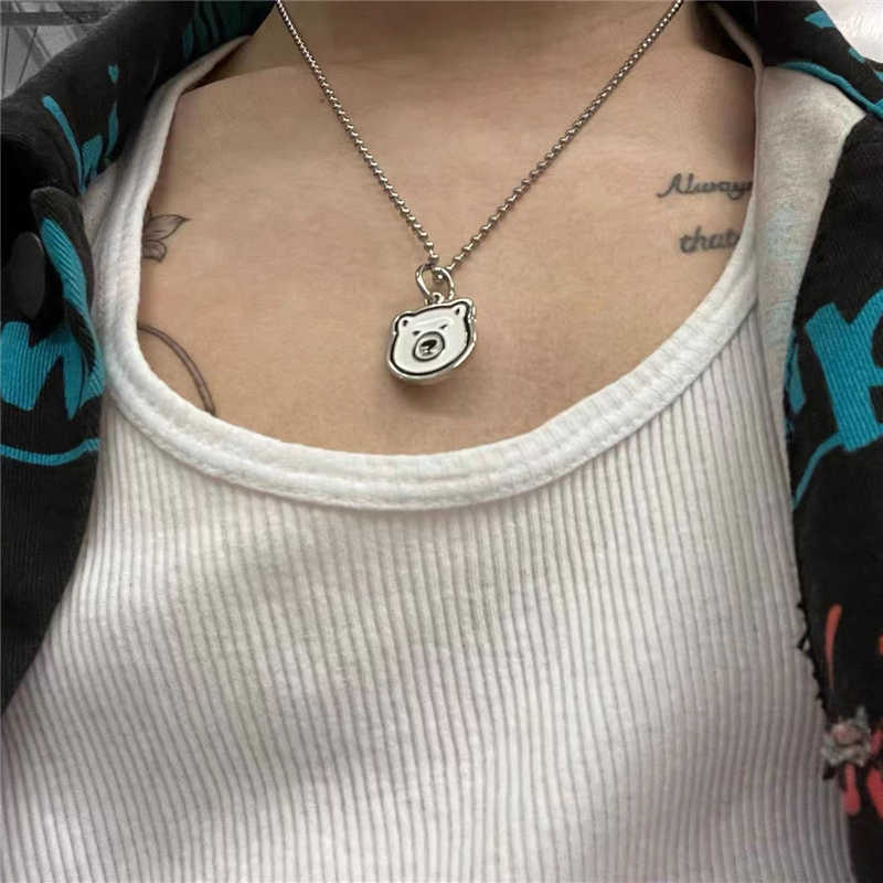 Pendant Necklaces 2022 Human Made Animal Head Neckle Men Women Best Quality Tiger Polar Bear Duck Bulldog Neckle Patchwork Chain J230905