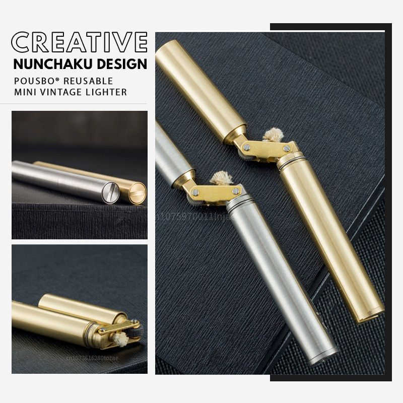 Nunchakus Lighter for Men Dad Husband Christmas Gift Vintage Nunchucks Kerosene Windproof Brass Stainless Steel ZV7O W260202