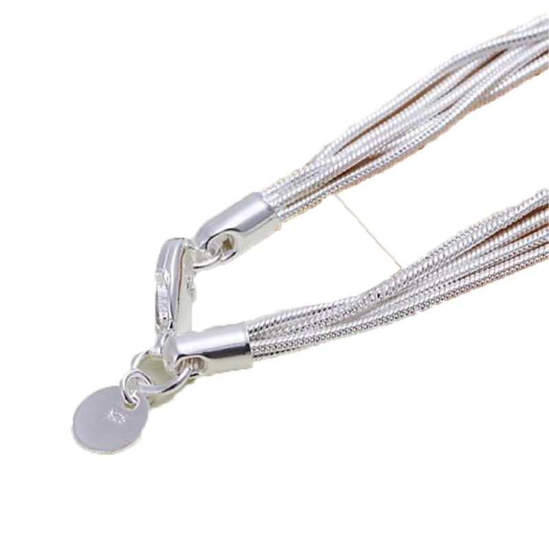 Wholesale-Fashion Charm 925 sterling Silver Muti Line Bracelets Chain Hearts Braclets For Women Jewelry Pulseras de Plata 925 H067