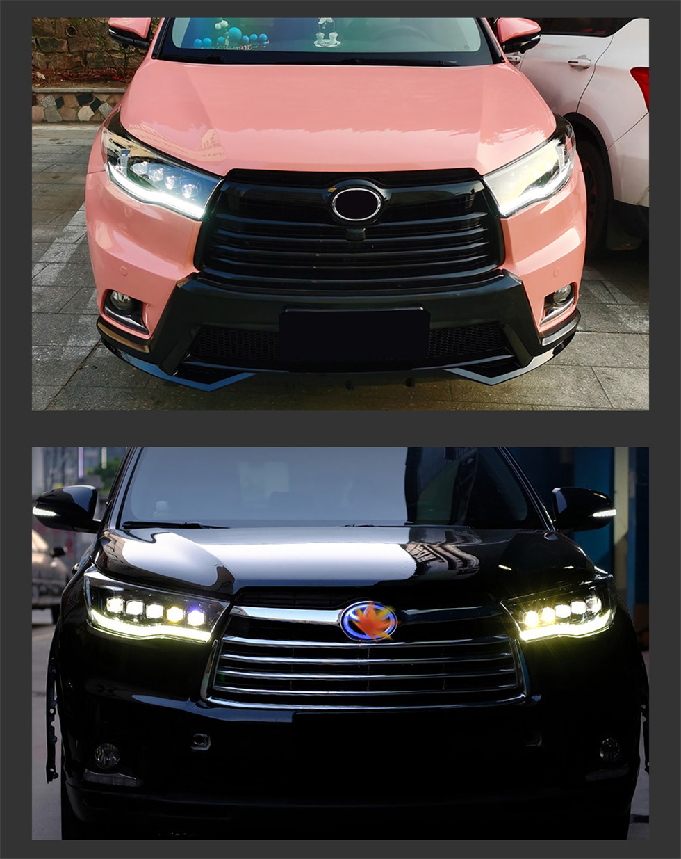 Car Headlights Accessory For New Kluger 20 15-20 18 Highlander Headlight LED Driving Lights High Beam Signal Lights