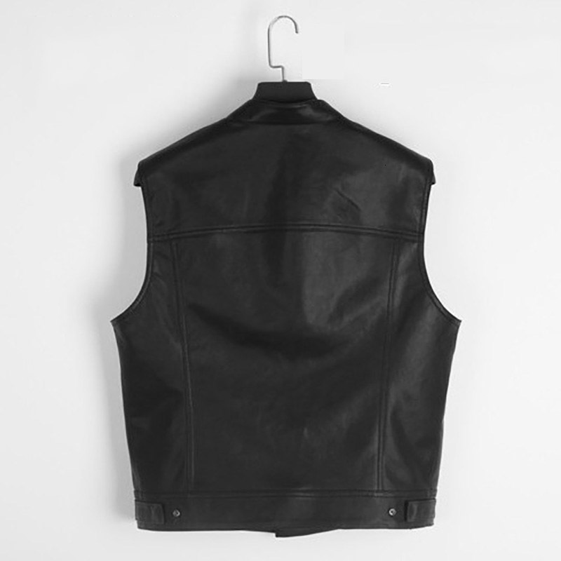 Men's Vests Men Vest Black Biker Motorcycle Hip Hop Waistcoat Male Faux Leather Punk Spring Sleeveless Leather Vest Plus Size Loose Casual 230904