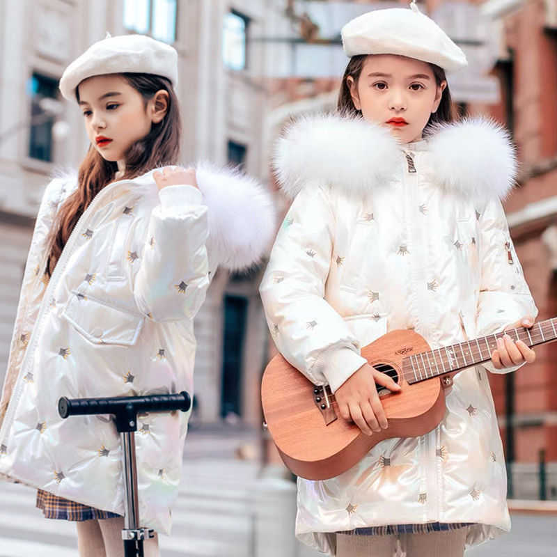 Down Coat Girls Jacket Winter Bright Waterproof Padded Coat Thick Warm Kids Down Cotton Outwear Jacket Children Clothing 5 6 8 10 12 Years R230905