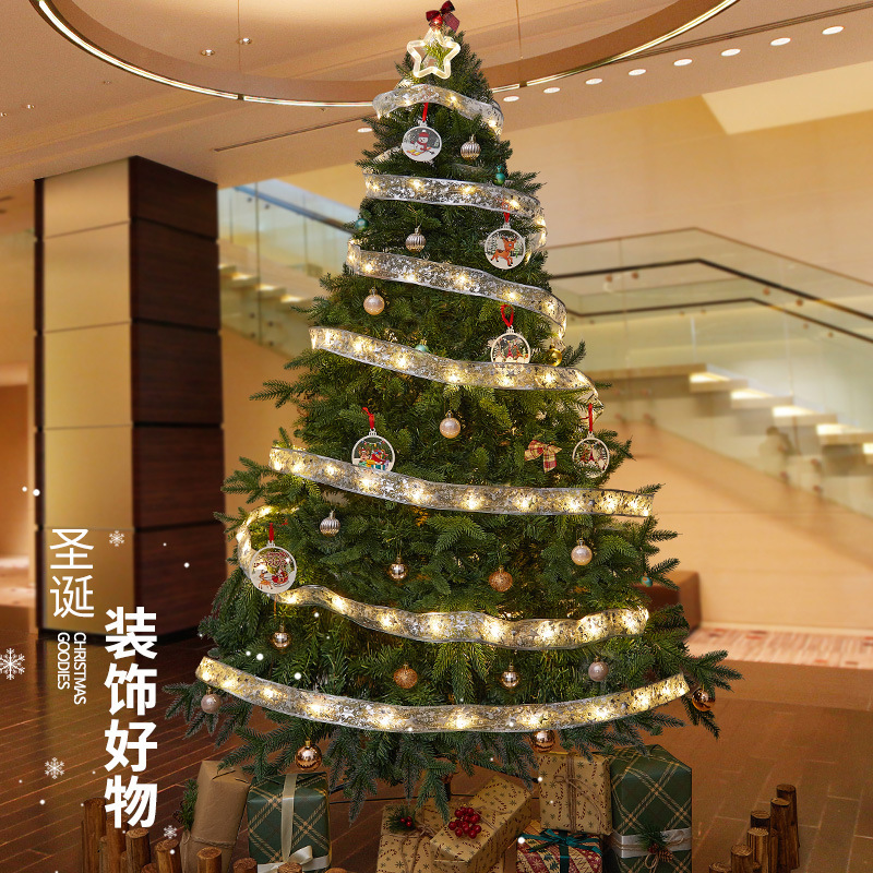 String Lights Decorations Christmas Tree Accessories Decorative Pendants Hot Gold Double Ribbon