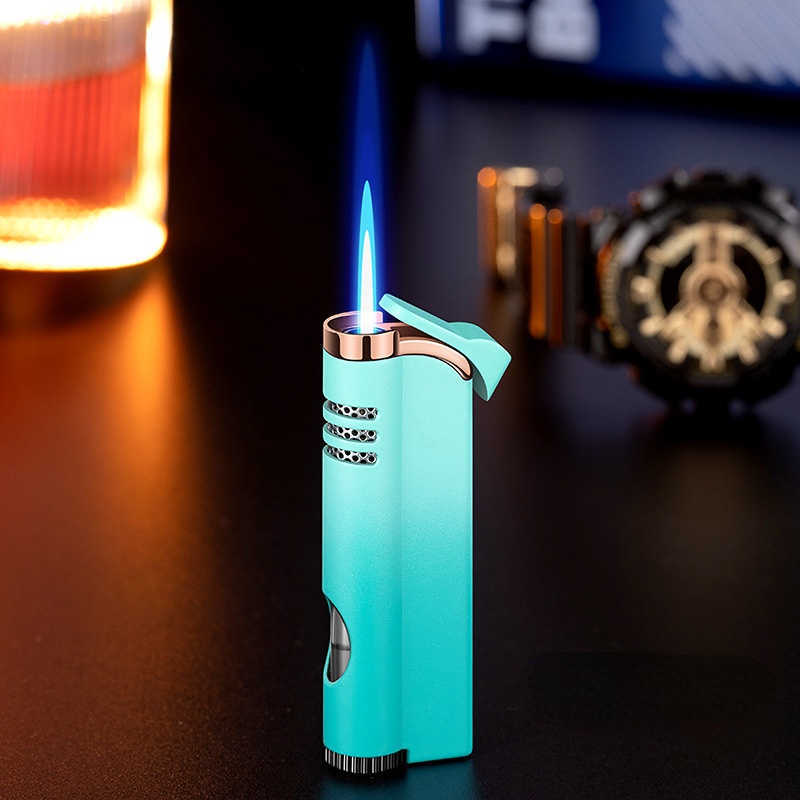 Windproof Torch No Gas Lighter Powerful Tube Straight Blue Fire Turbo Pipe Butane Refillable Jet Flame Creative Smoker Gift 41FG W260202