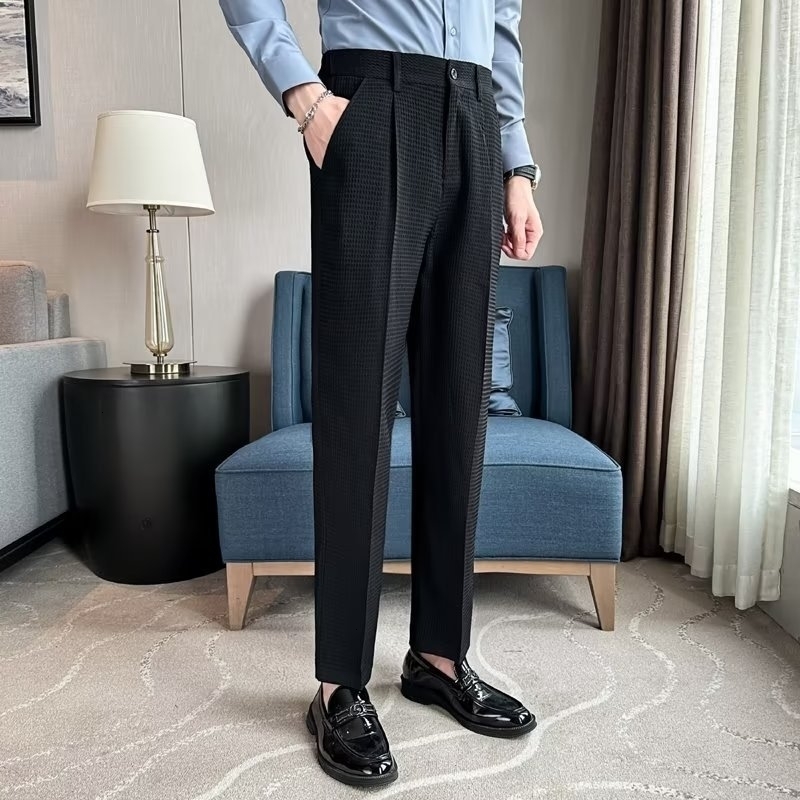 Mens Pants British Straight Suit Cropped Casual Business Slim Fitting Pendant 230904