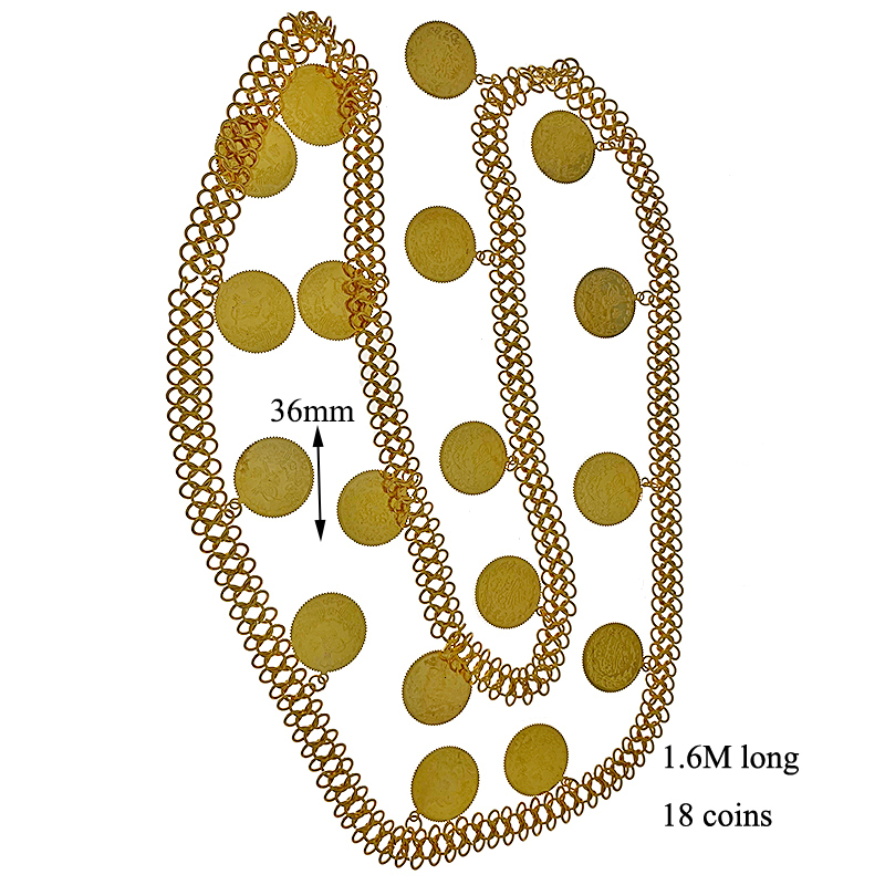 Navel Bell Button Rings Long Chain Turkish Coin Necklace for Women Kurdish Wedding Jewelry Chians Gold Plated Ethnic Bridal Jewelry Body Jewelry 23090