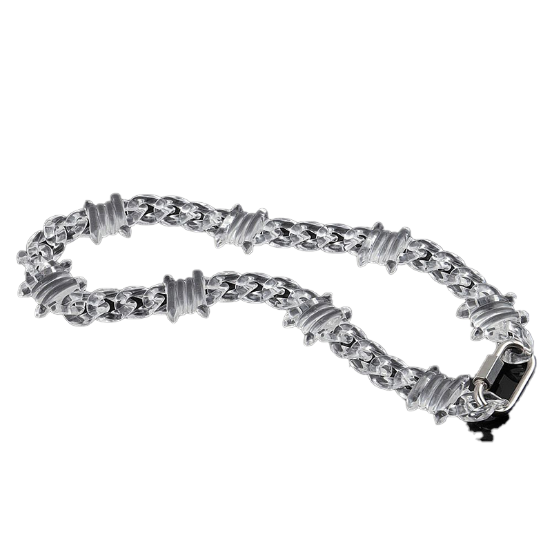 Punk Transparent Acrylic Chain Lock Necklace For Men Women Resin Clear Spike Collar Pendant Fashion Jewelry Chains