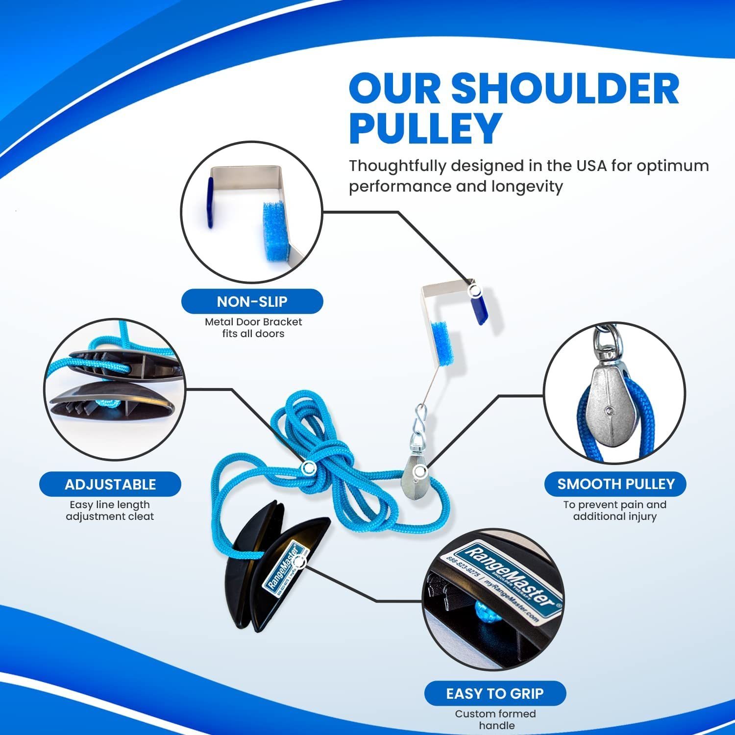 Integrated Fitness Equip Steel Shoulder Arm Pulley System Set Over Door Rehab Exerciser for Home Physical Therapy Exercise Frozen Rotator Cuff Recover