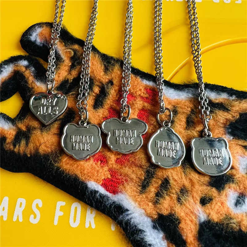 Pendant Necklaces 2022 Human Made Animal Head Neckle Men Women Best Quality Tiger Polar Bear Duck Bulldog Neckle Patchwork Chain J230905