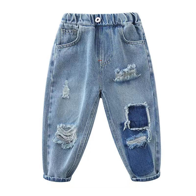 Jeans Kids Boys Pants Spring And Autumn 2023 Baby Hole Casual Children's Handsome Clothing 230905