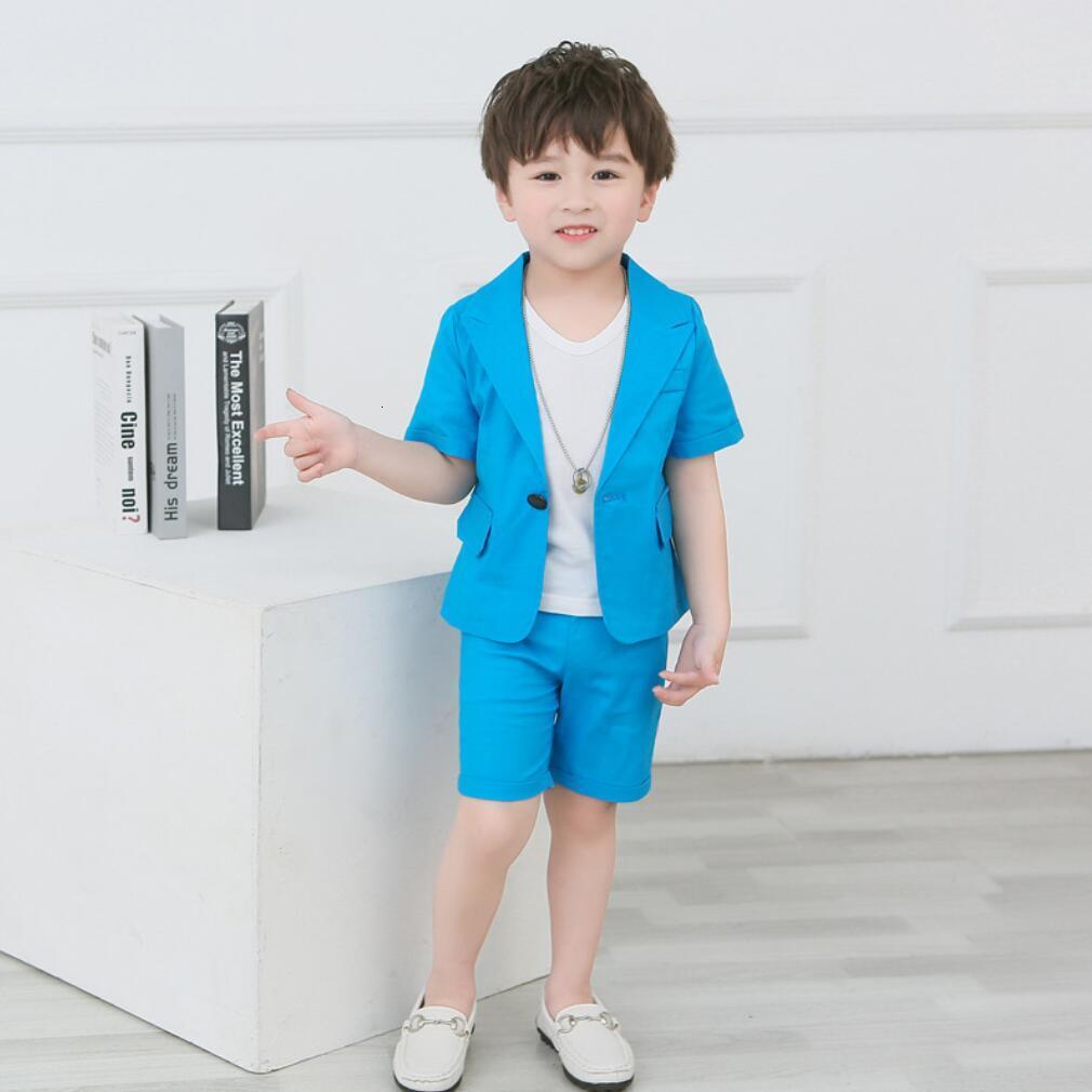 Suits Boys Blazers Sets Wedding Or Birthday Party Summer Business Suit Shorts Jacket Sleevele T Shirt Kids Boy Clothing 3Pcs Outfit 230906