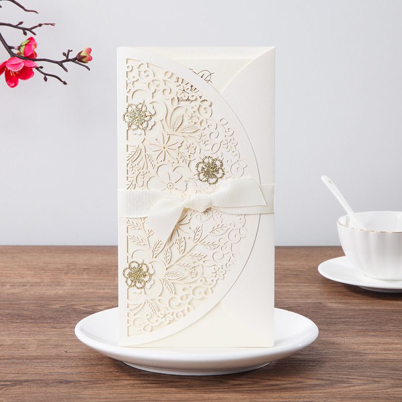 Wedding Invitations Business Cards European Style Exquisite Personalized Printable Laser Cut Flora Hollow Out Paper Card ZZ