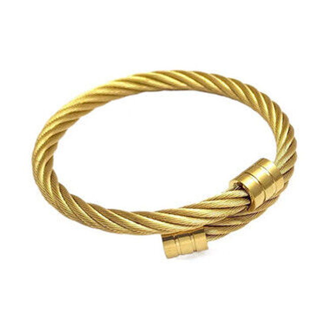 Designer Men Women Bracelet Cuff Open Bangle Gold Black Silver Stainless Steel Twisted Cable Adjustable Cuff Bangle Nice Jewellery Gift Anti-allergy N