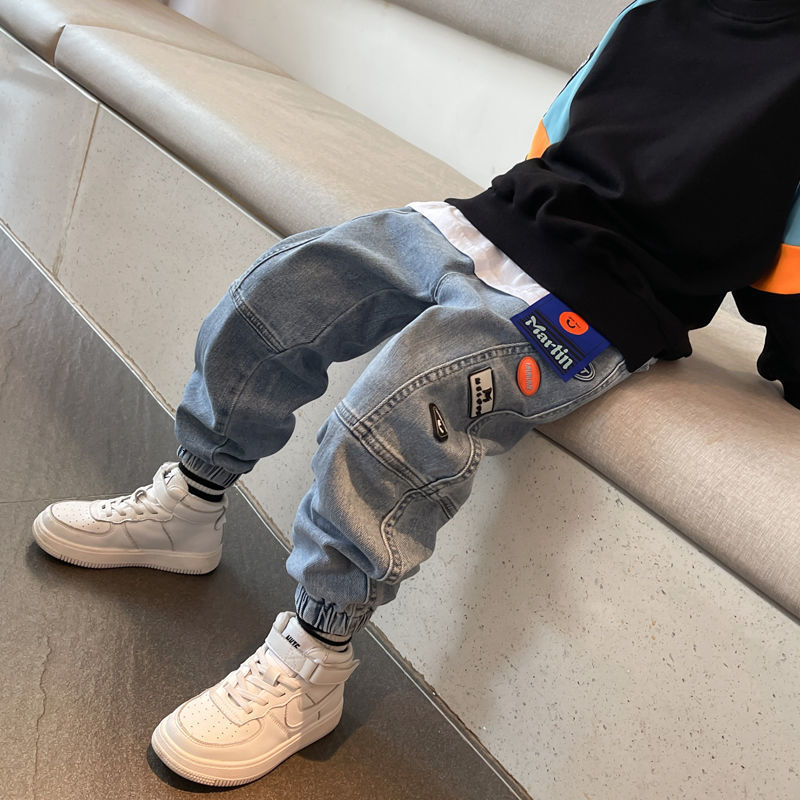 Jeans Boys' jeans spring and autumn children's trousers loose thin section medium big boy's pants Korean version of casual 230905