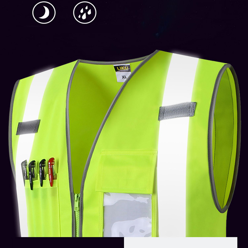 Men's Vests Custom Safety Vest Reflective with Pockets Zipper Front Work Your Hi Vis Viz High 230905