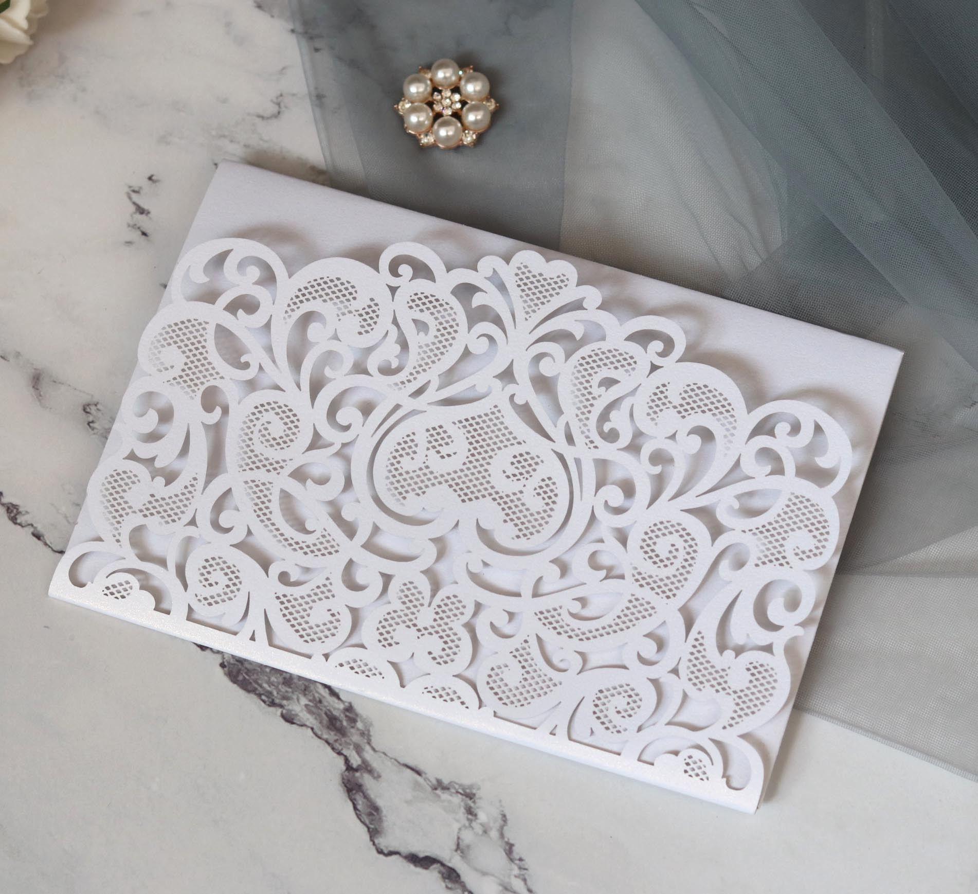 Wedding Invitations Fashion 3D Marriage Laser Cut Invite Card Hollow Out Personalized Insert Printing Mti Colors Folder Invitation ZZ