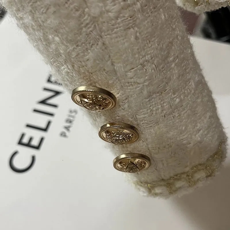 Women's Wool Blends Spring Autumn Jackets for Women Round Neck Trench Coats Woolen Short Jackets Blazers Office Lady Korean Tweed Jacket Overcoa 