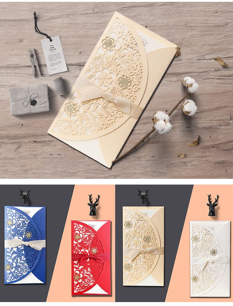 Wedding Invitations Business Cards European Style Exquisite Personalized Printable Laser Cut Flora Hollow Out Paper Card ZZ