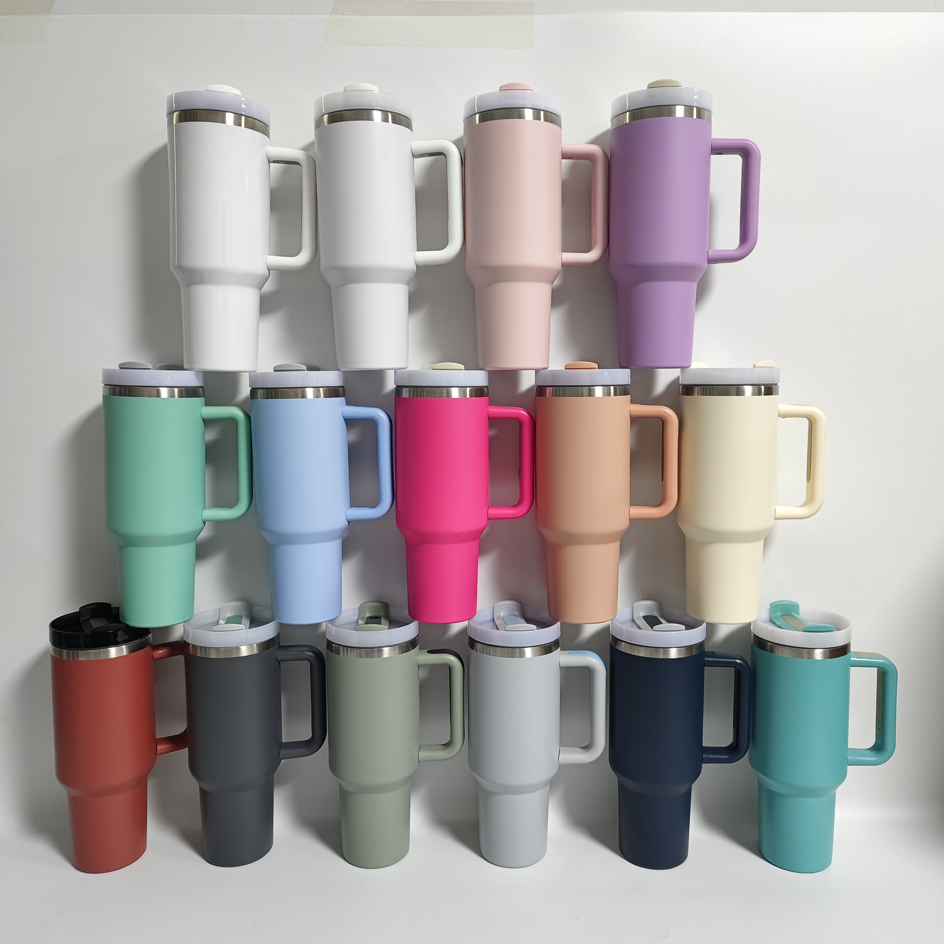 H2 40oz stainless steel tumbler with handle lid straw big capacity beer mug water bottle outdoor camping cup vacuum insulated drinking tumblers