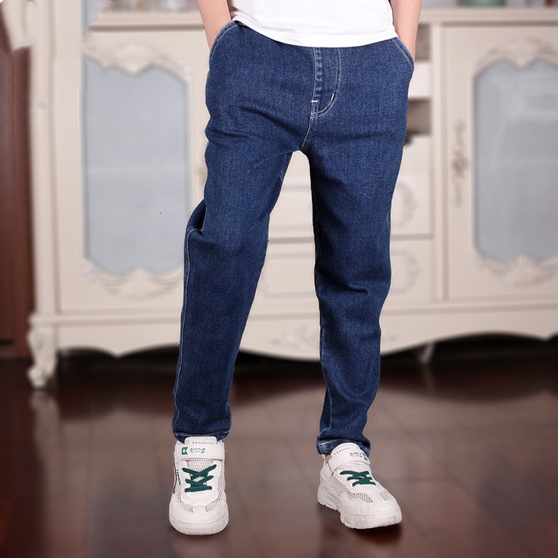 Jeans Oversized For Boys Teenagers Clothes Spring Casual Solid Elastic Waist Cotton Children'S Pants High Quality 230905
