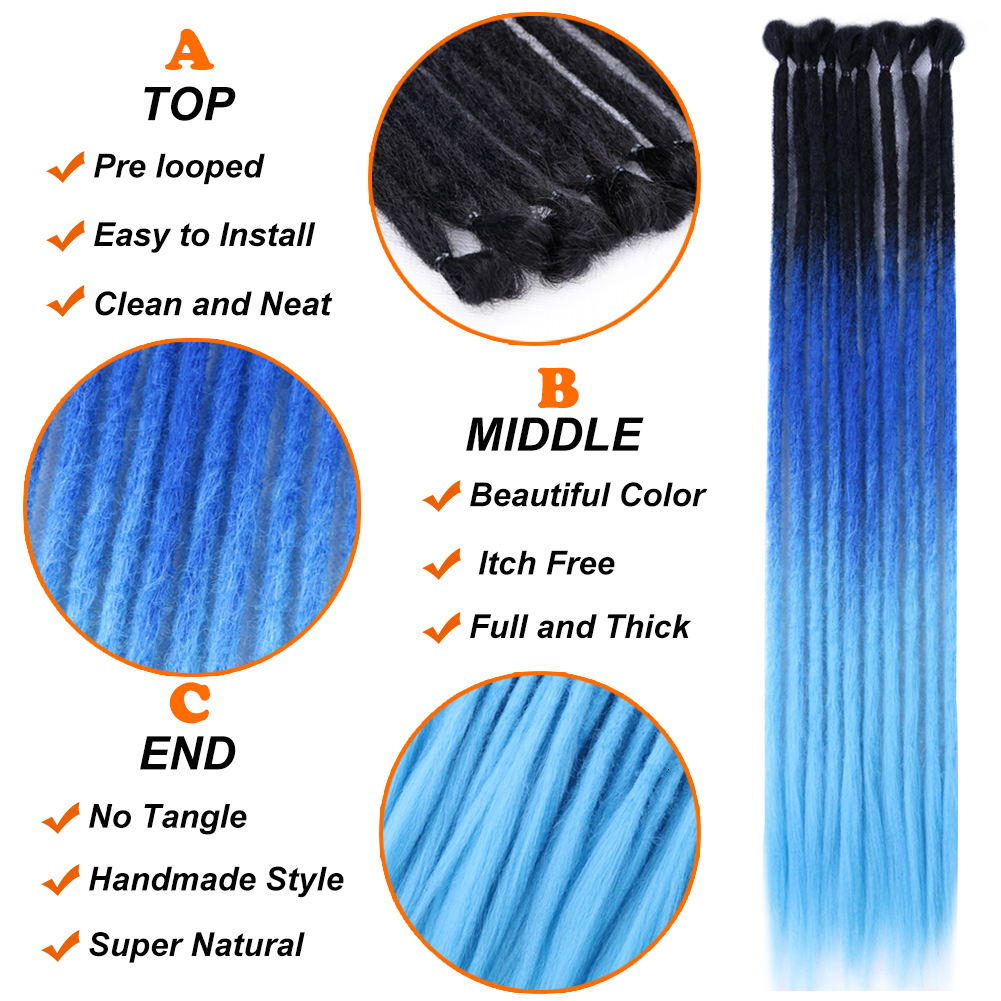 Human Hair Bulks Hippie Reggae Hair Dreads Handmade Dreadlocks Hair Extension Soft Locks Crochet Hair Faux Locs Hip Hop Rock Roll Braiding Hair 230906