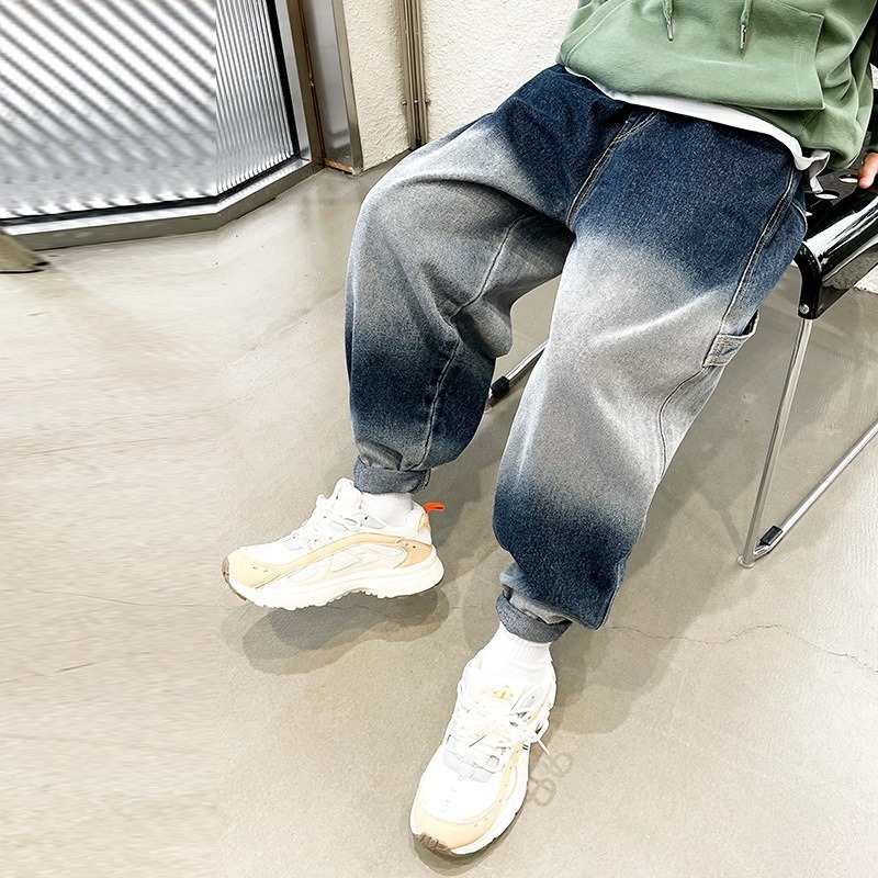 Jeans SpringAutumn Kids Children Trousers Boys Casual Alphabet Children's Pants Suitable for 4 6 8 10 14 16 Years Old 230905