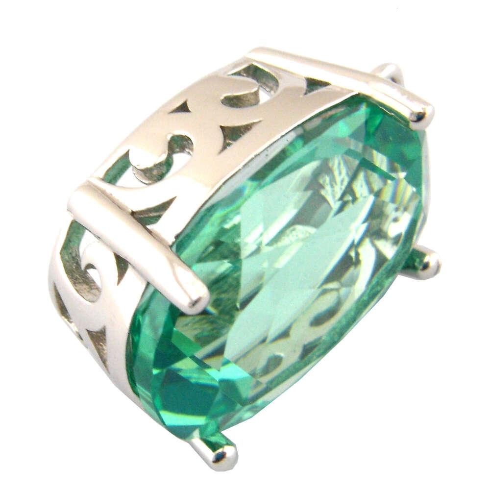 silver jewelry pendant green spinel pendant women necklace